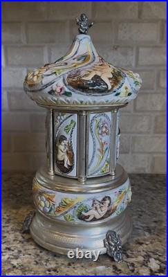 Vintage Reuge Capodimonte Porcelain Musical Lipstick Carousel/Holder, Functional Vintage Reuge Capodimonte Porcelain Musical Lipstick Carousel/Holder, Functional