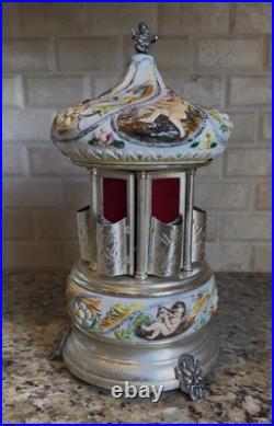 Vintage Reuge Capodimonte Porcelain Musical Lipstick Carousel/Holder, Functional Vintage Reuge Capodimonte Porcelain Musical Lipstick Carousel/Holder, Functional