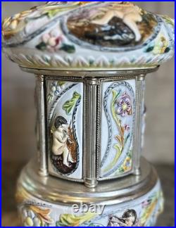 Vintage Reuge Capodimonte Porcelain Musical Lipstick Carousel/Holder, Functional Vintage Reuge Capodimonte Porcelain Musical Lipstick Carousel/Holder, Functional