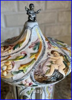 Vintage Reuge Capodimonte Porcelain Musical Lipstick Carousel/Holder, Functional Vintage Reuge Capodimonte Porcelain Musical Lipstick Carousel/Holder, Functional