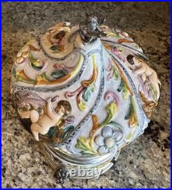 Vintage Reuge Capodimonte Porcelain Musical Lipstick Carousel/Holder, Functional Vintage Reuge Capodimonte Porcelain Musical Lipstick Carousel/Holder, Functional