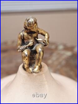Vintage Reuge Carosell Iipatick Holder Music Box. Alabaster Gold Made In Italy