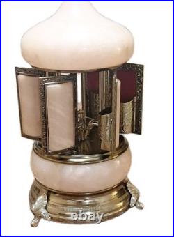 Vintage Reuge Carosell Iipatick Holder Music Box. Alabaster Gold Made In Italy