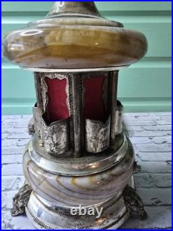 Vintage Reuge Carousel Lipstic Cigarette Style Marble Music Box Italy
