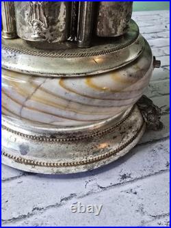 Vintage Reuge Carousel Lipstic Cigarette Style Marble Music Box Italy