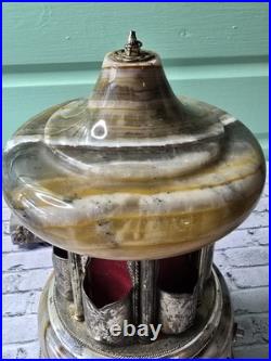 Vintage Reuge Carousel Lipstic Cigarette Style Marble Music Box Italy