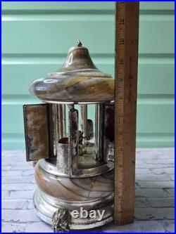 Vintage Reuge Carousel Lipstic Cigarette Style Marble Music Box Italy