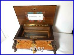 Vintage Reuge Cartel Music Box Hungarian Rhapsody 3 parts Marquetry Case 3/72