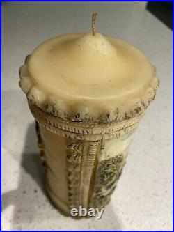 Vintage Reuge Carved Wax Music Box Candle With Swiss Musical Movement, 2-sided