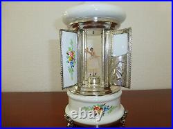 Vintage Reuge Cigarette / Lipstick Holder White Enamel Ballerina Musical Box