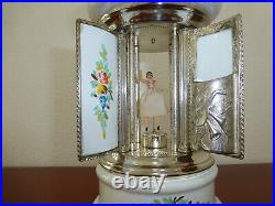 Vintage Reuge Cigarette / Lipstick Holder White Enamel Ballerina Musical Box