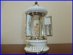 Vintage Reuge Cigarette / Lipstick Holder White Enamel Ballerina Musical Box