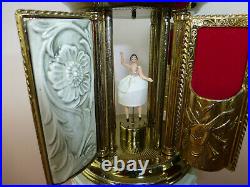 Vintage Reuge Dancing Ballerina Music Box Carousel Holder Porcelain