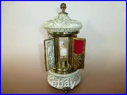 Vintage Reuge Dancing Ballerina Music Box Carousel Holder Porcelain