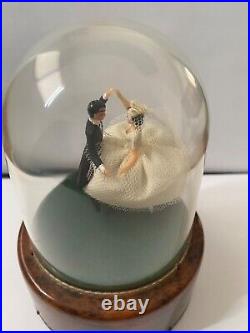 Vintage Reuge Dome Cloche Wedding Couple Music Box Wedding Song Automation