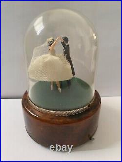 Vintage Reuge Dome Cloche Wedding Couple Music Box Wedding Song Automation