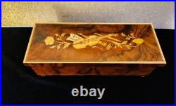 Vintage Reuge Inlay Wood Music/ Jewelry Box-Swiss Works/ Made in Italy/ Imagine