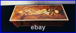 Vintage Reuge Inlay Wood Music/ Jewelry Box-Swiss Works/ Made in Italy/ Imagine