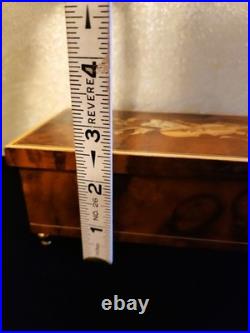Vintage Reuge Inlay Wood Music/ Jewelry Box-Swiss Works/ Made in Italy/ Imagine
