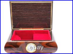 Vintage Reuge Italian Music Jewelry Box Inlaid Floral Design Sorrento withClock