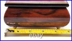 Vintage Reuge Italian Music Jewelry Box Inlaid Floral Design Sorrento withClock