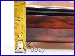 Vintage Reuge Italian Music Jewelry Box Inlaid Floral Design Sorrento withClock