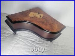 Vintage Reuge Jewelry Music Box Grand Piano Shape Musical Wood Inlay Beethoven Vintage Reuge Jewelry Music Box Grand Piano Shape Musical Wood Inlay Beethoven