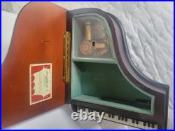 Vintage Reuge Jewelry Music Box Grand Piano Shape Musical Wood Inlay Beethoven Vintage Reuge Jewelry Music Box Grand Piano Shape Musical Wood Inlay Beethoven