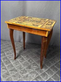 Vintage Reuge Jewelry Music Box Table Inlaid Wood Italy Dr Zhivago Laras Theme