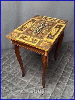 Vintage Reuge Jewelry Music Box Table Inlaid Wood Italy Dr Zhivago Laras Theme