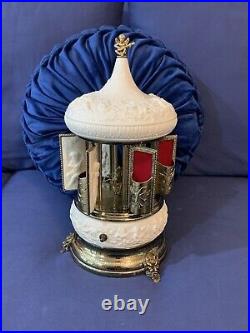 Vintage Reuge Lipstick Cigarette Music Box Carousel Made In Italy READ