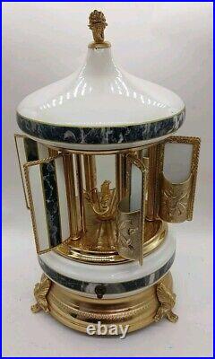 Vintage Reuge Lipstick Cigarette Music Box Carousel Made In Italy READ