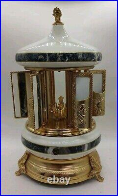 Vintage Reuge Lipstick Cigarette Music Box Carousel Made In Italy READ