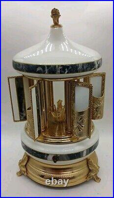 Vintage Reuge Lipstick Cigarette Music Box Carousel Made In Italy READ