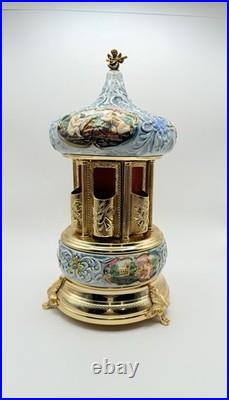 Vintage Reuge Lipstick Cigarette Music Box Carousel Rare Angel Harp Dr Zhivago