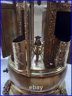 Vintage Reuge Lipstick Cigarette Music Box Carousel Rare Angel Harp, Italy