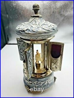 Vintage Reuge Lipstick Cigarette Porcelain Music Box Carousel Holder Made Italy