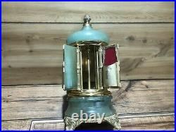 Vintage Reuge Mod Brev Made In Italy Jade Carousel Music Box Lipstick/Cigarette