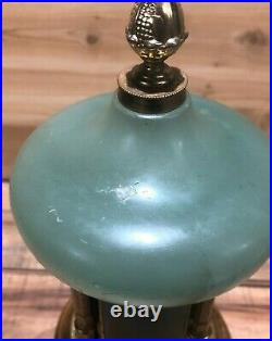 Vintage Reuge Mod Brev Made In Italy Jade Carousel Music Box Lipstick/Cigarette