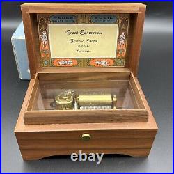 Vintage Reuge Music Box Frederic Chopin Tristesse 36 Note Koa Wood Switzerland