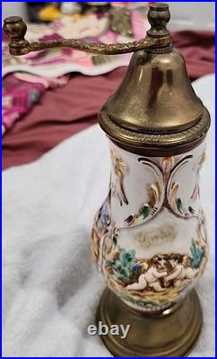 Vintage Reuge Music Box Pepper Grinder- Porcelain- Italy