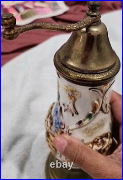 Vintage Reuge Music Box Pepper Grinder- Porcelain- Italy