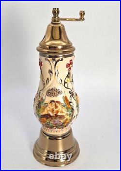 Vintage Reuge Music Box Pepper Grinder- Porcelain- Italy- Excellent condition