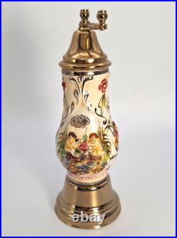 Vintage Reuge Music Box Pepper Grinder- Porcelain- Italy- Excellent condition