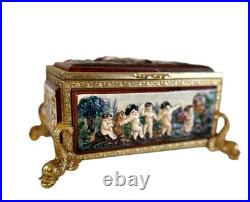 Vintage Reuge Music Box Switzerland, O Sole Mio, Gold Plated, Capodimonte