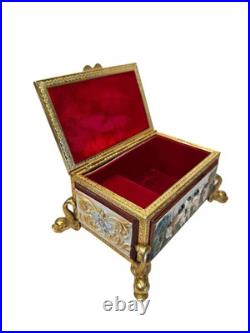 Vintage Reuge Music Box Switzerland, O Sole Mio, Gold Plated, Capodimonte