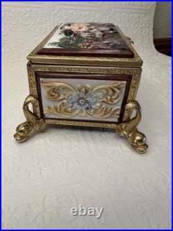 Vintage Reuge Music Box Switzerland, O Sole Mio, Gold Plated, Capodimonte