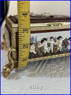 Vintage Reuge Music Box Switzerland, O Sole Mio, Gold Plated, Capodimonte