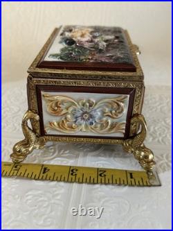 Vintage Reuge Music Box Switzerland, O Sole Mio, Gold Plated, Capodimonte