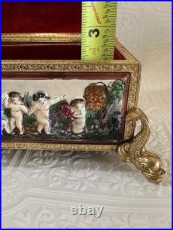 Vintage Reuge Music Box Switzerland, O Sole Mio, Gold Plated, Capodimonte